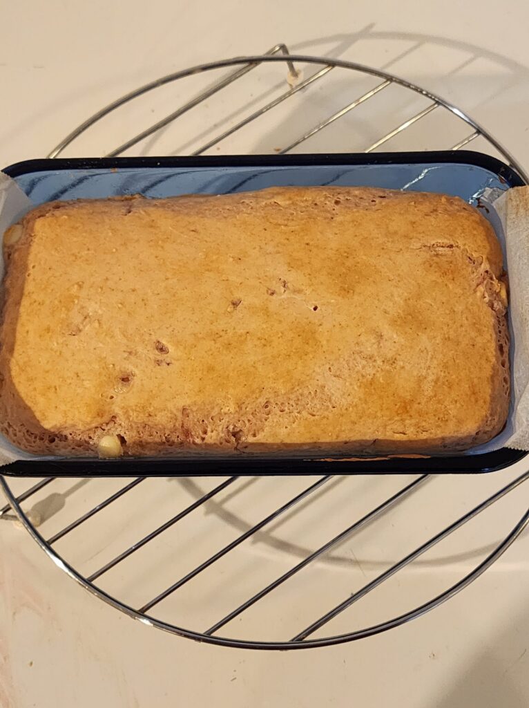 Strawberry ice cream bread right out of the oven