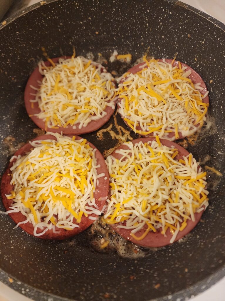 Added cheese to the fried bologna