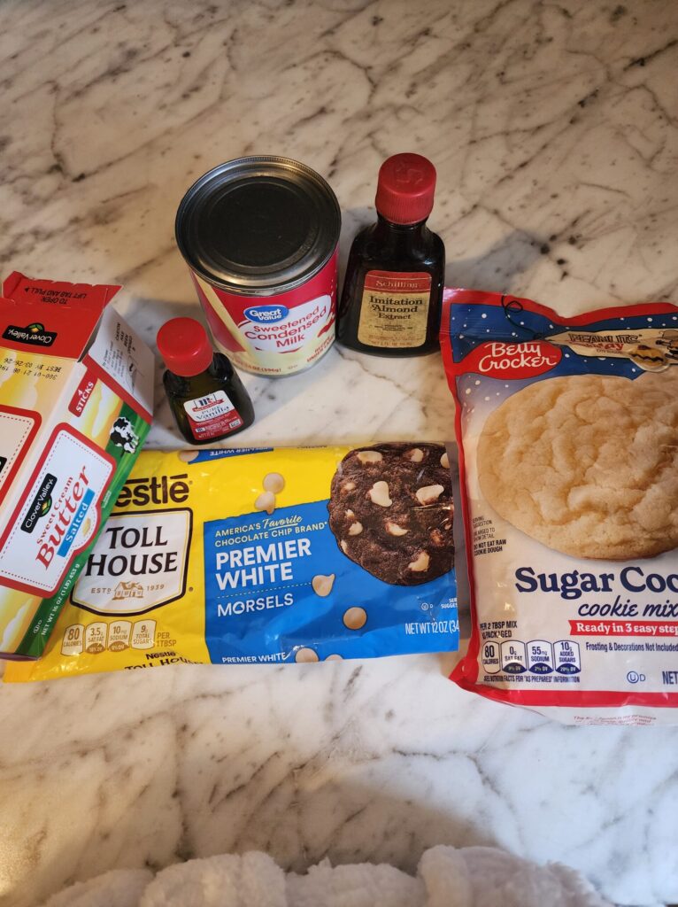 ingredients for sugar cookie fudge