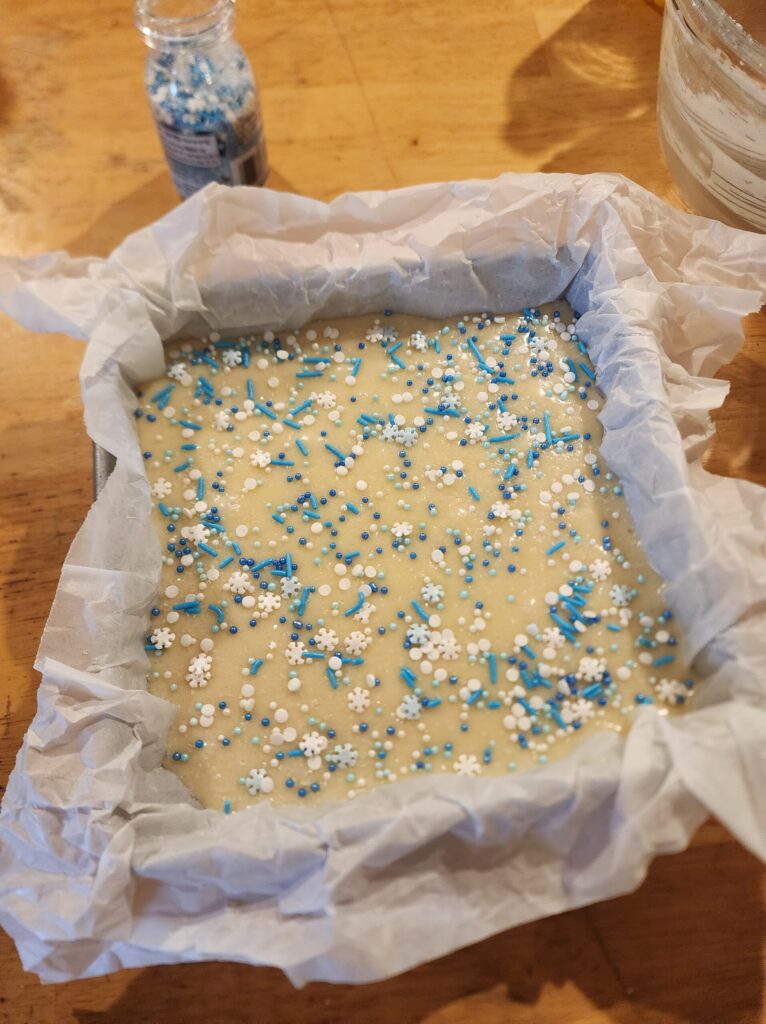 cooled sugar cookie fudge in pan