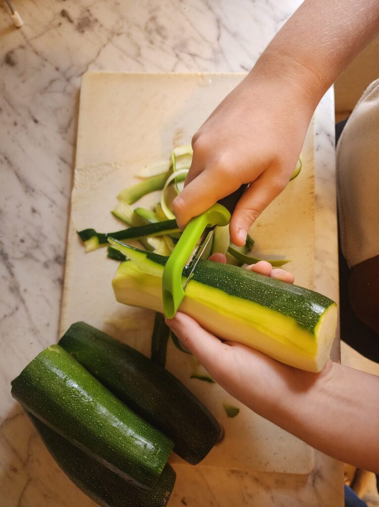 preparing the zucchini for mock apple pie