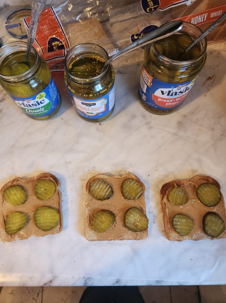 peanut butter and pickle sandwich taste test