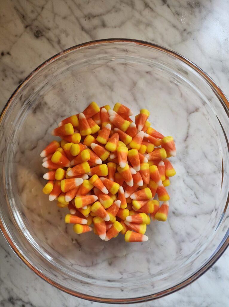 candy corn in a bowl