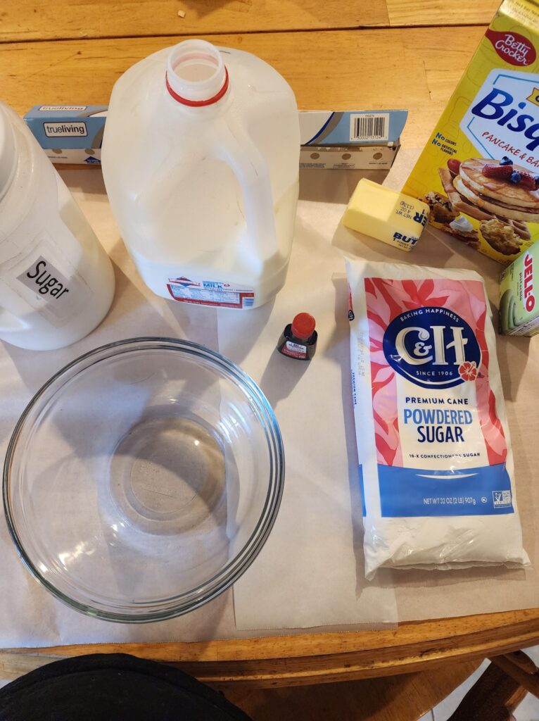 the ingredients for pistachio pudding cinnamon rolls